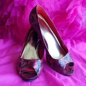 Red/Black snake print heels